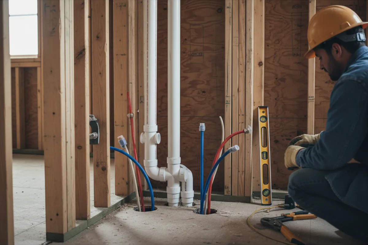 Drain and supply rough-in during Drain Cleaning in San Leandro