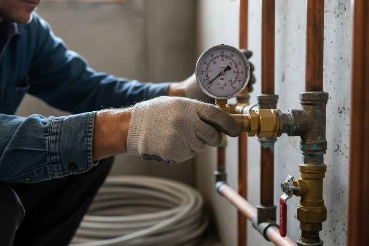 Pressure testing a repaired line during Water Line Repair in San Leandro